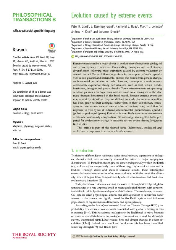 (PDF) Evolution caused by extreme events
