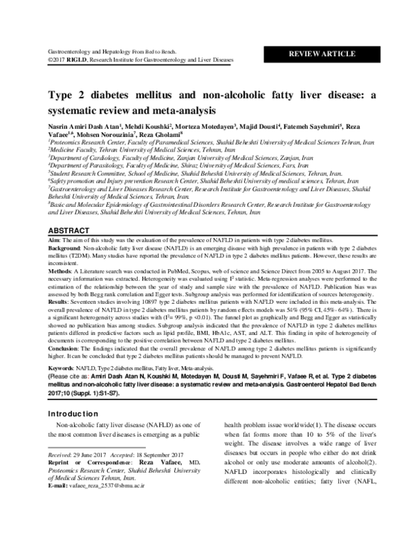 (PDF) Type 2 diabetes mellitus and non-alcoholic fatty liver disease: a ...
