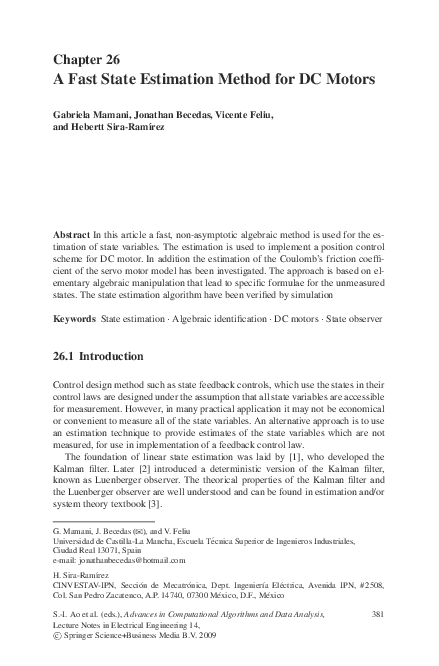 (PDF) A Fast State Estimation Method for DC Motors