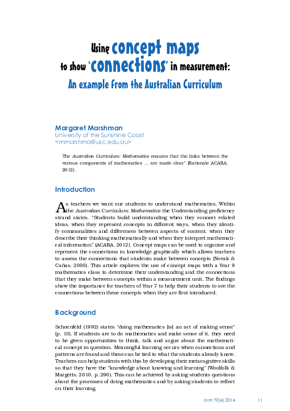 (PDF) Using concept maps to show ' connections ' in measurement: An ...