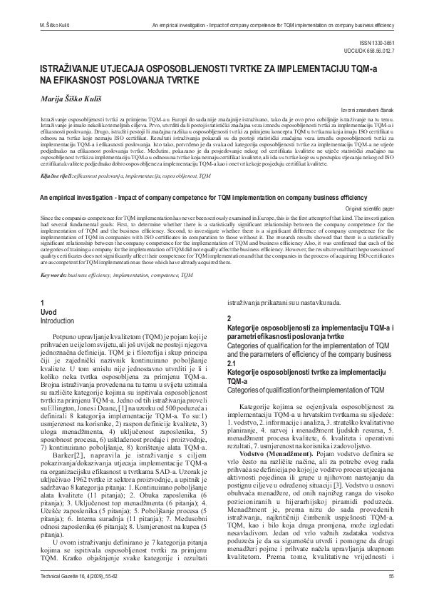 (PDF) Istraživanje utjecaja osposobljenosti tvrtke za implementaciju ...