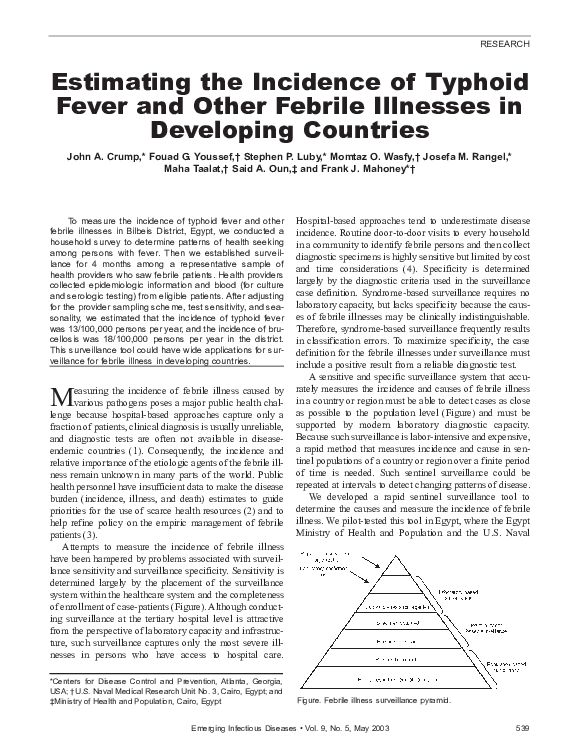 (PDF) Estimating the Incidence of Typhoid Fever and Other Febrile ...
