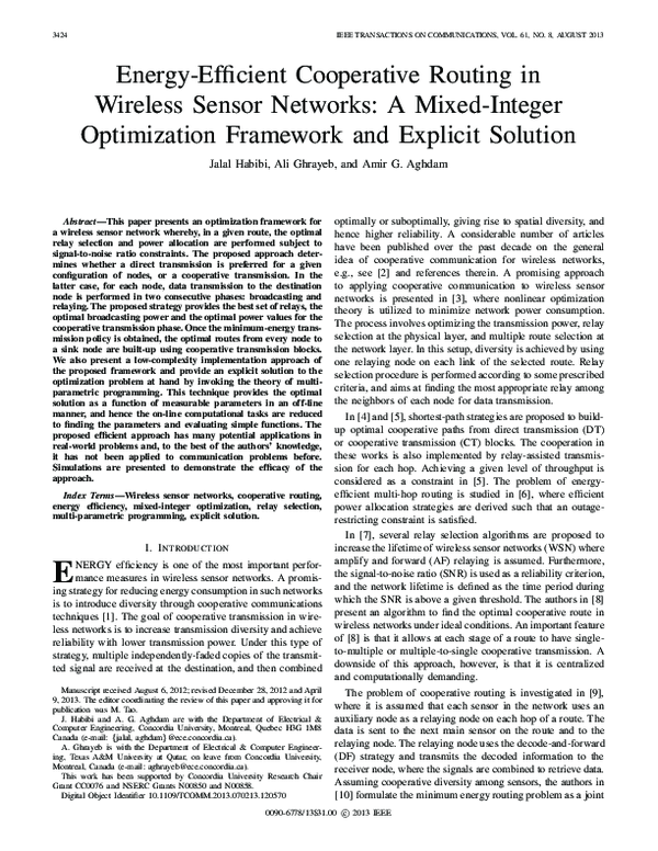 (PDF) Energy-Efficient Cooperative Routing in Wireless Sensor Networks ...