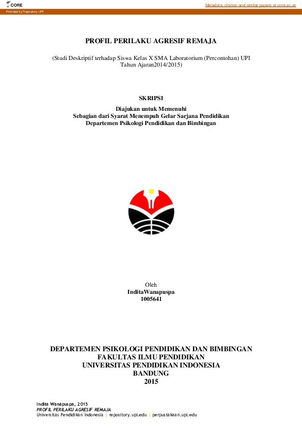 (PDF) PROFIL PERILAKU AGRESIF REMAJA studi deskriptif terhadap siswa