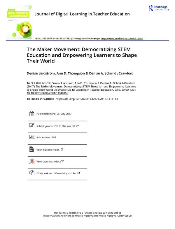 (PDF) The Maker Movement: Democratizing STEM Education and Empowering ...