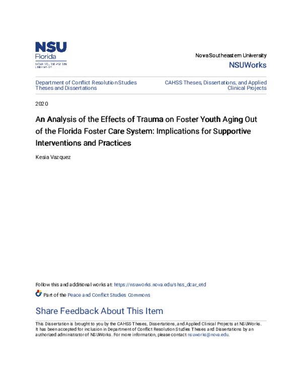 (PDF) An Analysis of the Effects of Trauma on Foster Youth Aging Out of ...