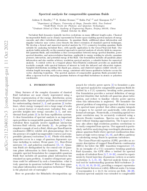 (PDF) Spectral analysis for compressible quantum fluids