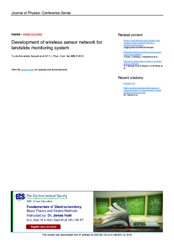 (PDF) Development of wireless sensor network for landslide monitoring ...