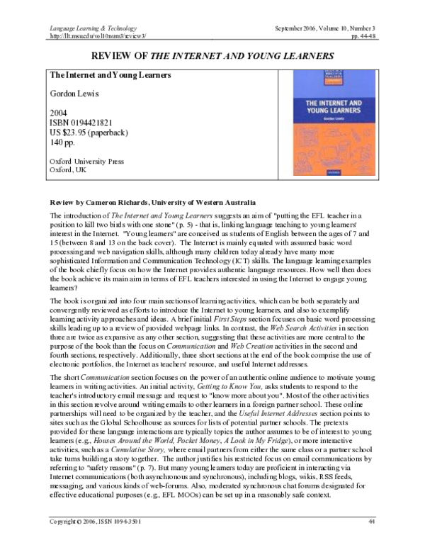 (PDF) Review of The Internet and Young Learners