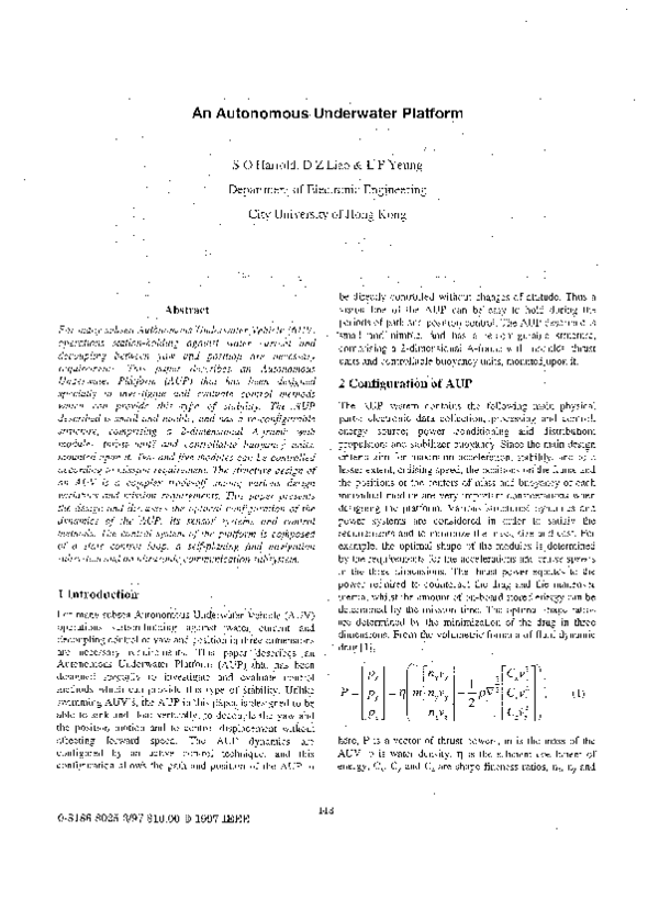 (PDF) An autonomous underwater platform