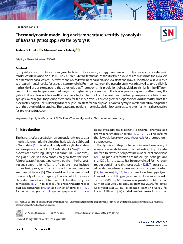 (PDF) Thermodynamic modelling and temperature sensitivity analysis of ...