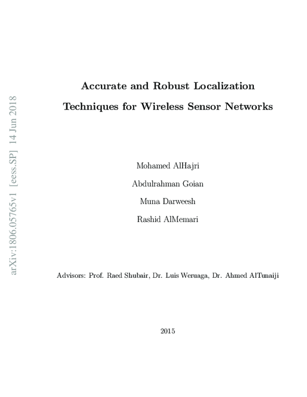 (PDF) Accurate and Robust Localization Techniques for Wireless Sensor ...
