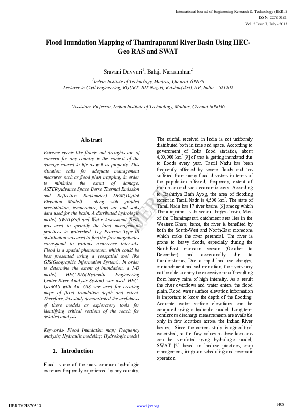 (PDF) Flood Inundation Mapping of Thamiraparani River Basin Using HEC ...