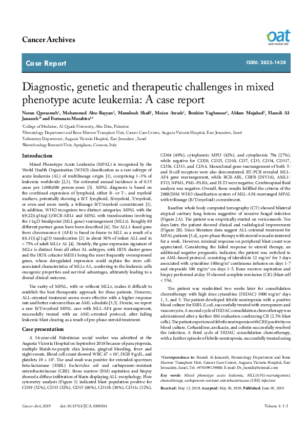 (PDF) Diagnostic, genetic and therapeutic challenges in mixed phenotype ...