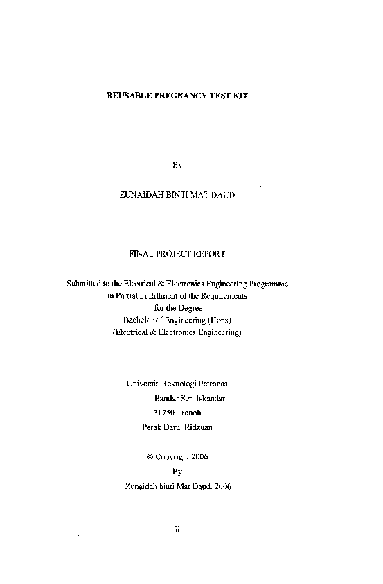(PDF) Reusable Pregnancy Test Kit Zunaidah Daud Academia.edu