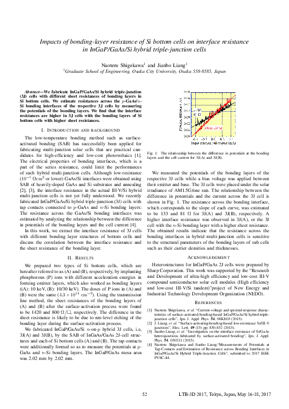 (PDF) Impacts of bonding-layer resistance of Si bottom cells on ...