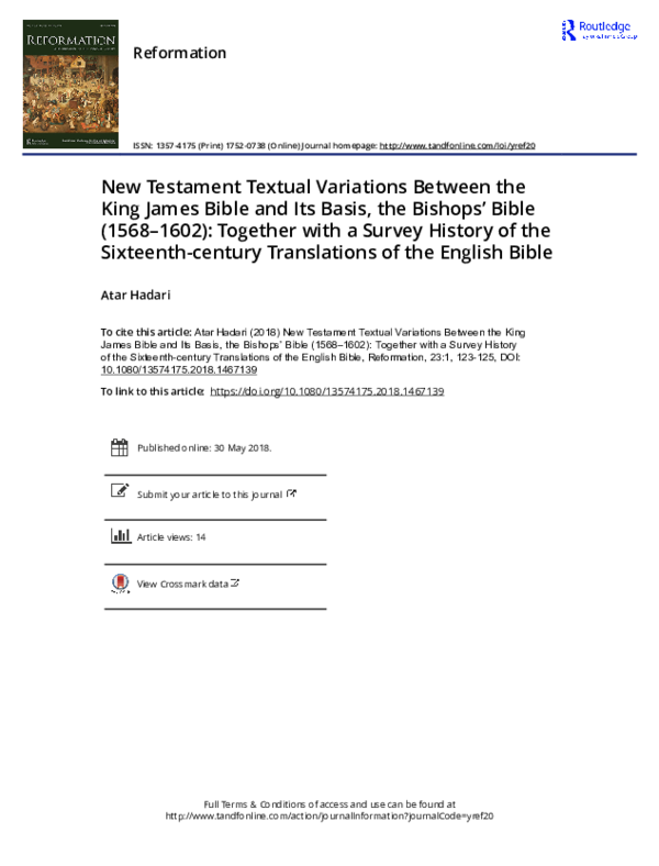 (PDF) New Testament Textual Variations Between the King James Bible and ...