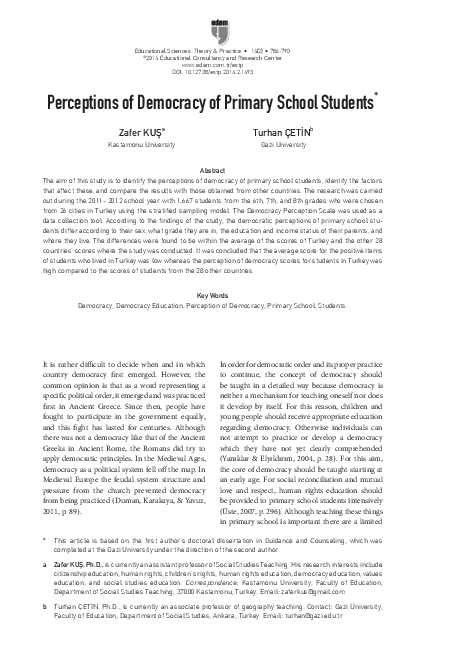 İlköğretim Öğrencilerinin Demokrasi Algıları