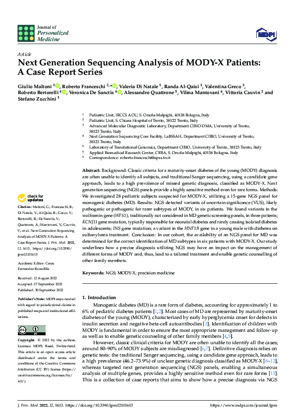 (PDF) Next Generation Sequencing Analysis of MODY-X Patients: A Case ...