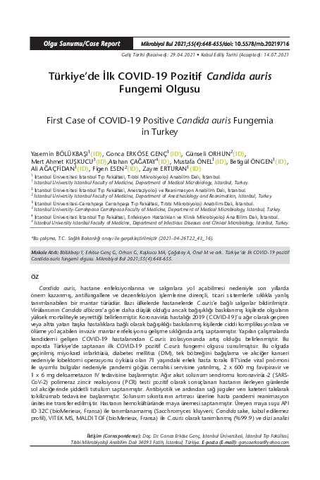 (PDF) First Case of COVID-19 Positive Candida auris Fungemia in Turkey ...