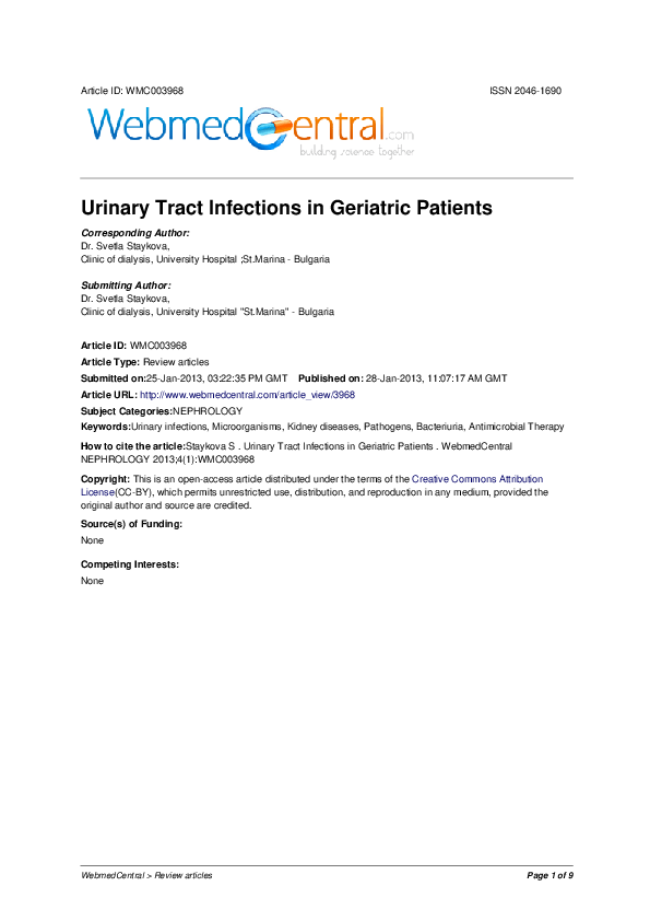 Photo inspiration: Urinary Tract Infection In Geriatric Felines Reference: Pdf Urinary Tract Infections In The Geriatric Patients