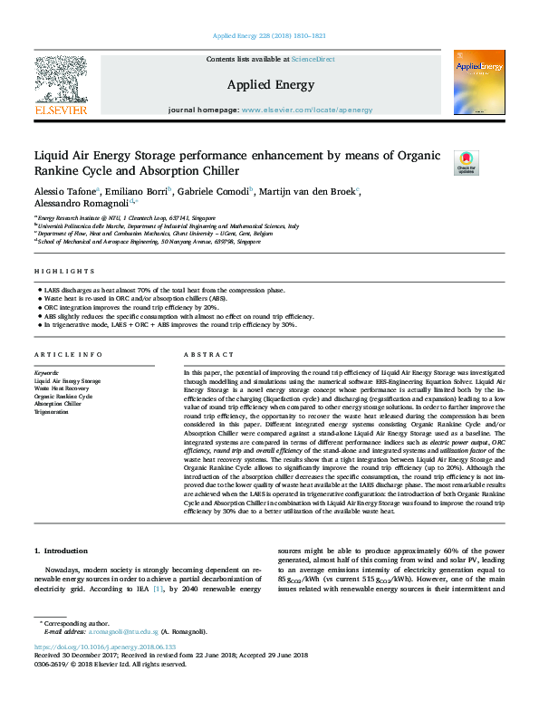 (PDF) Liquid Air Energy Storage performance enhancement by means of ...