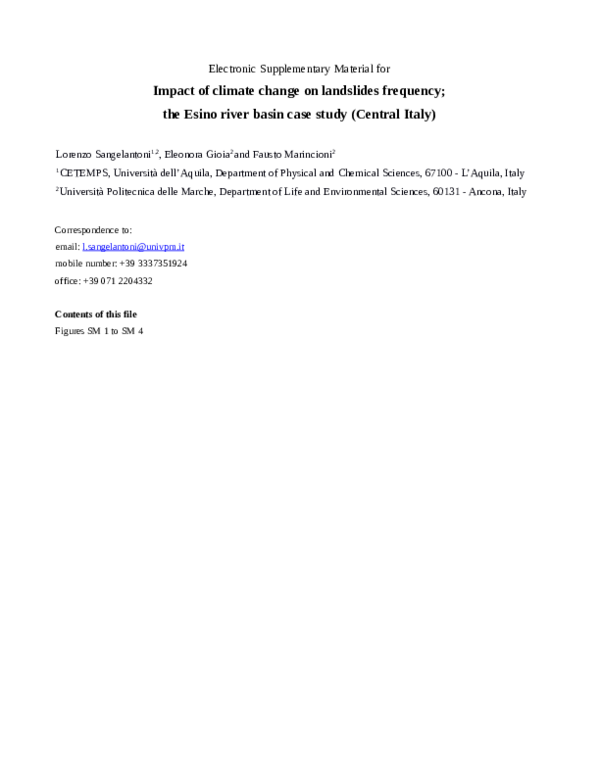 (PDF) Impact of climate change on landslides frequency: the Esino river ...