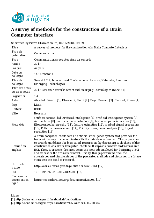 (PDF) A survey of methods for the construction of a Brain Computer ...