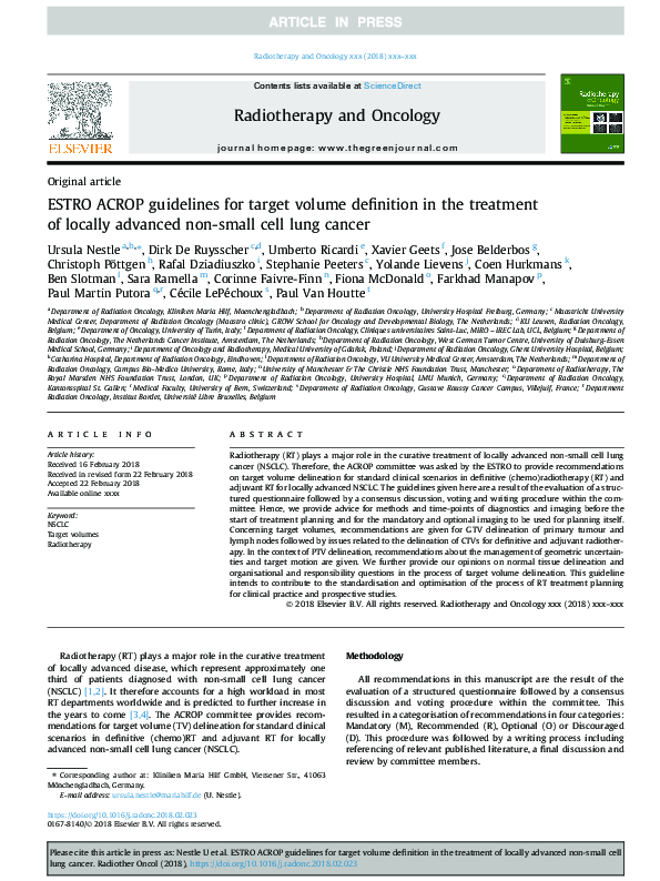 (PDF) ESTRO ACROP guidelines for target volume definition in the ...