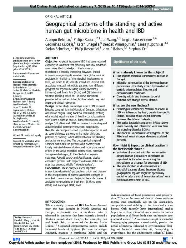 (PDF) Geographical patterns of the standing and active human gut