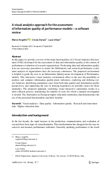 (PDF) A visual analytics approach for the assessment of information ...