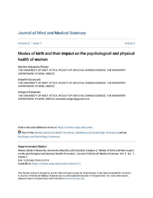 (PDF) Modes of birth and their impact on the psychological and physical ...