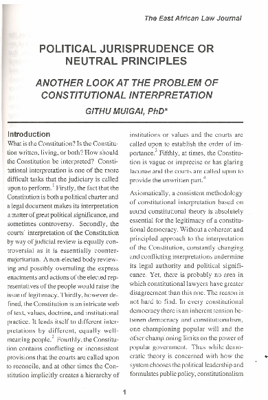 (PDF) Constitutional Interpretation: Politics vs. Principles