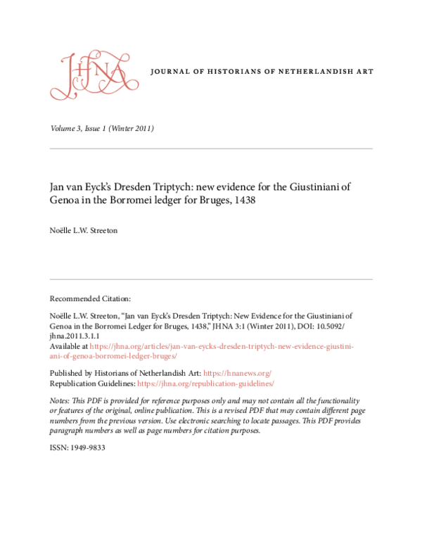 Pdf Jan Van Eyck S Dresden Triptych New Evidence For The Giustiniani Pdf Jan Van Eyck S Dresden Triptych New Evidence For The Giustiniani