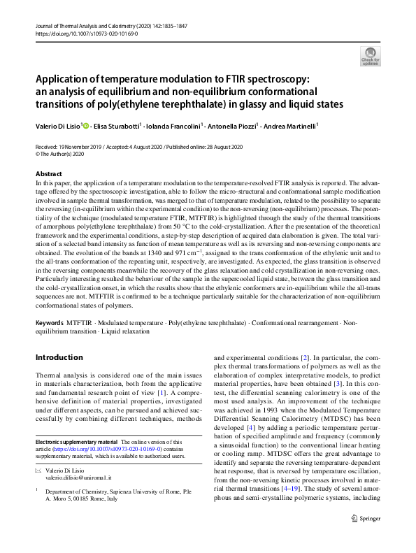 (PDF) Application of temperature modulation to FTIR spectroscopy: an ...