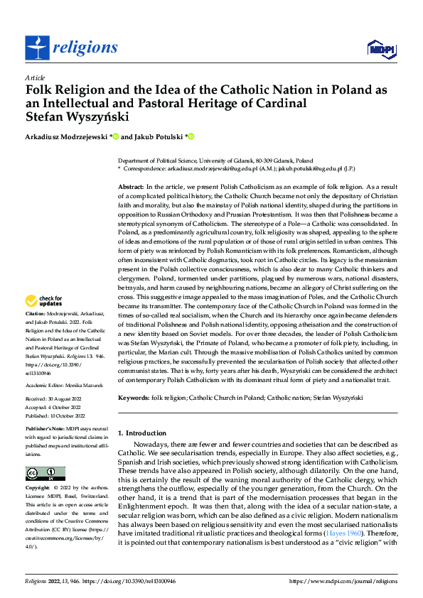 (PDF) Folk Religion and the Idea of the Catholic Nation in Poland as an ...