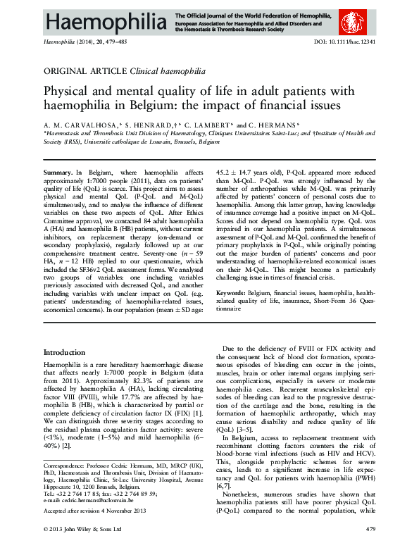(PDF) Physical and mental quality of life in adult patients with ...