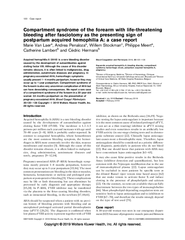(PDF) Compartment syndrome of the forearm with lifethreatening
