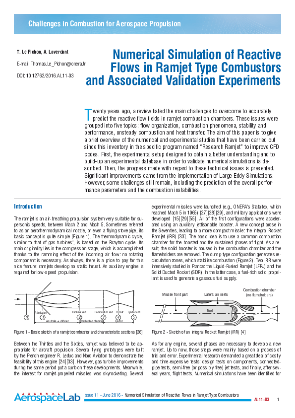 (PDF) Numerical Simulation of Reactive Flows in Ramjet Type Combustor ...