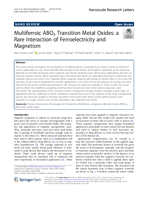(PDF) Multiferroic ABO3 Transition Metal Oxides: a Rare Interaction of ...