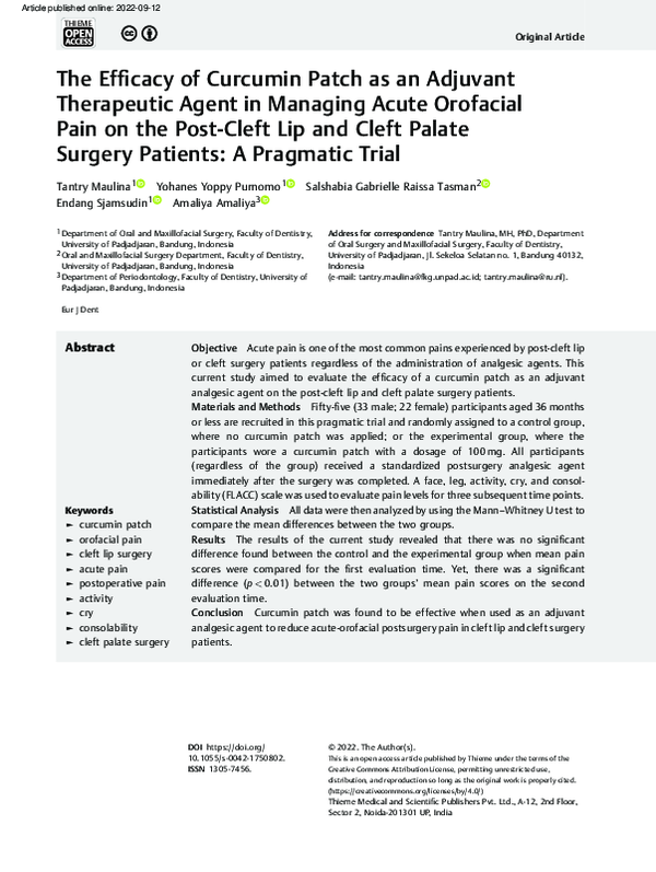 (PDF) The Efficacy of Curcumin Patch as an Adjuvant Therapeutic Agent ...