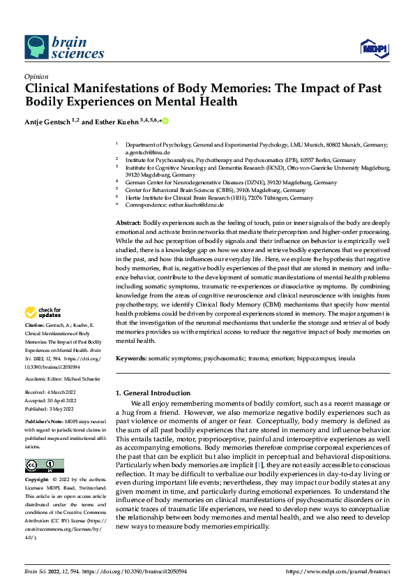 (PDF) Clinical Manifestations of Body Memories: The Impact of Past ...