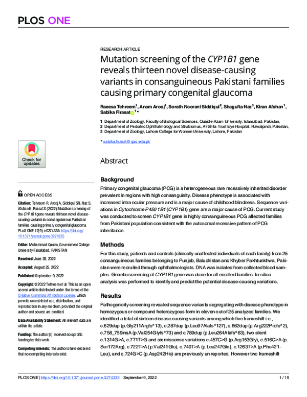 (PDF) Mutation screening of the CYP1B1 gene reveals thirteen novel ...