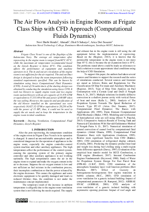 (PDF) The Air Flow Analysis in Engine Rooms at Frigate Class Ship with
