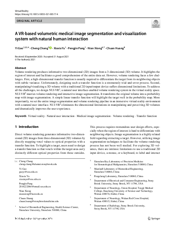 (PDF) A VR-based volumetric medical image segmentation and ...