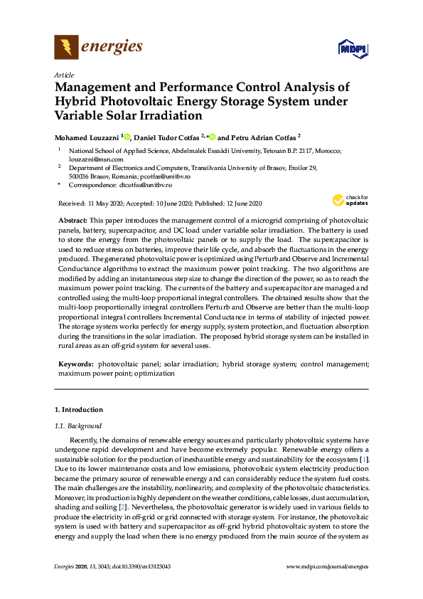 (PDF) Management and Performance Control Analysis of Hybrid ...