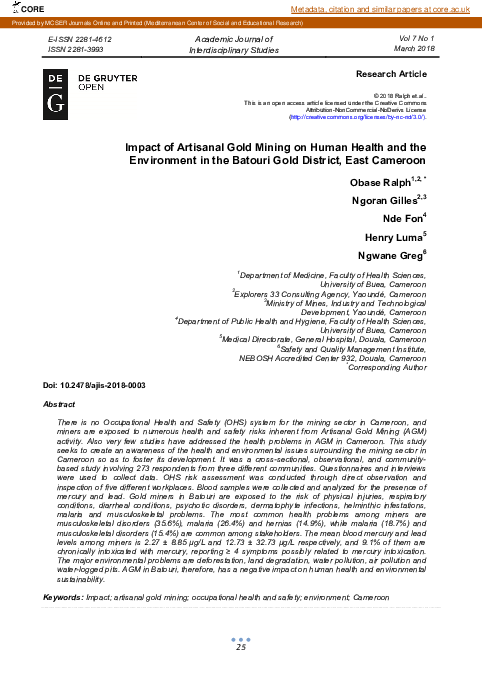 (PDF) Impact of Artisanal Gold Mining on Human Health and the ...