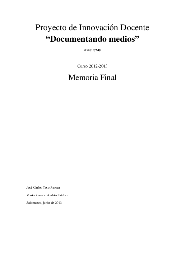 (PDF) Documentando medios