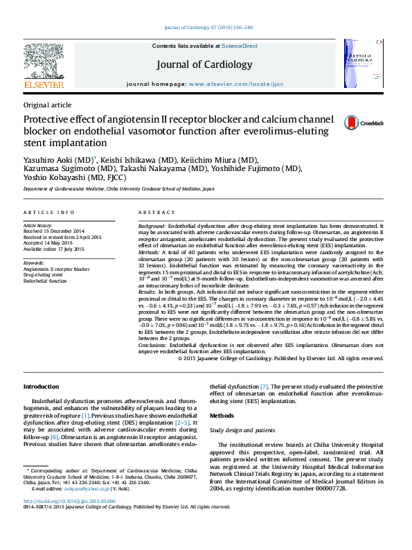 (PDF) Protective effect of angiotensin II receptor blocker and calcium ...