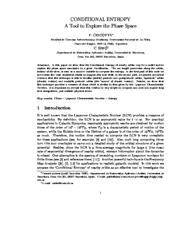 (PDF) Conditional Entropy A Tool to Explore the Phase Space Pablo